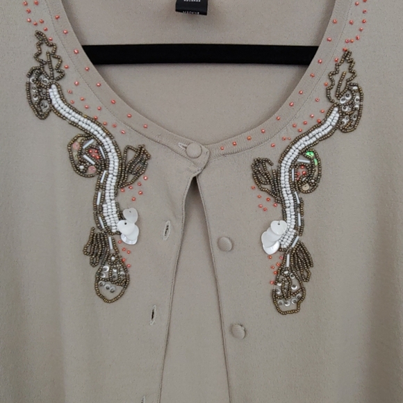 Cable & Gauge Cardigan Tan Sweater Size XL - Picture 2 of 8